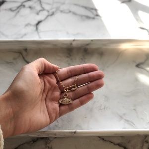 Safety pin planet necklace